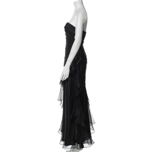 Strapless Dress Evening Gown Black Maxi Dress / Ruffle - Picture 4 of 14